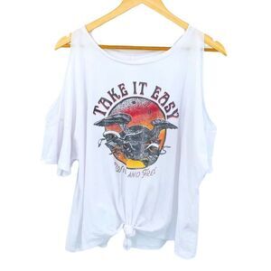 IOC by Iconic cold shoulder tied front eagles lyrics tee size large